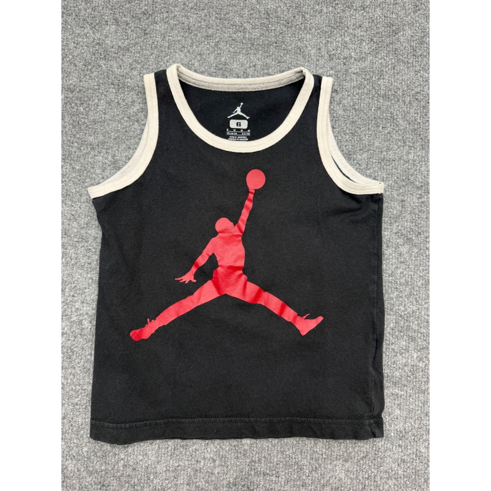 Jordan Boys Jumpman Graphic Tank Top Black Red White Sz 6 Basketball Sleeveless